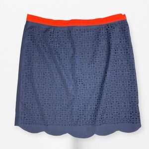 Pixley Elegant Navy Blue Eyelet Skirt with orange Trim XL